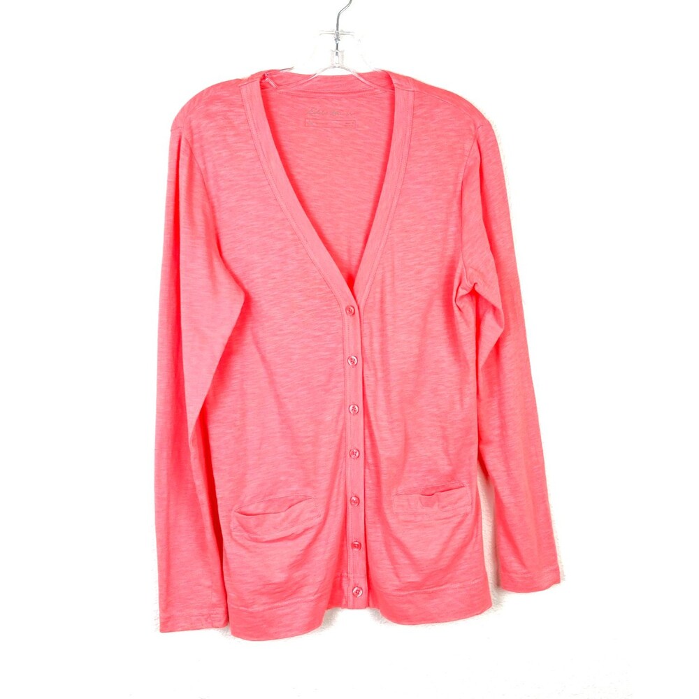 Eddie Bauer Outdoor Women's Button Up Cardigan Size M Coral Lightweight Cotton